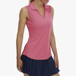 LastFor1 Women XL Sleeveless Polo Golf Shirts Quick Dry 50+ UV Protection V-Neck